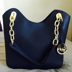 Michael Kors Lilly Saffiano Navy Blue Handbag